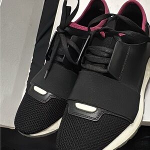 Balenciaga Black Sneakers with Pink Accent